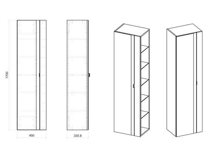 Pionowa podwieszana szafka łazienkowa z lustrem - Malta 6X Dąb Wiszące Drewno Szafki Szerokość 45 cm Wysokość 170 cm Kategoria Szafki stojące Kolor Beżowy