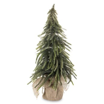 CHOINKA Z BROKATEM ozdoba drzewko świąteczne jutowy pień i złoty brokat, wys. 44 cm