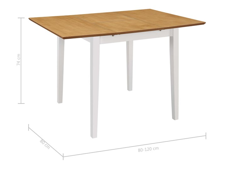 vidaXL Rozsuwany stół jadalniany, biały, (80-120) x 80 x 74 cm, MDF Płyta MDF Drewno Kształt blatu Kwadratowy