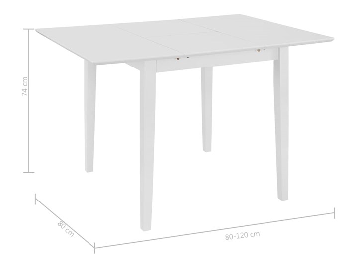vidaXL Rozsuwany stół jadalniany, biały, (80-120) x 80 x 74 cm, MDF Długość po rozłożeniu 120 cm Drewno Płyta MDF Styl Tradycyjny
