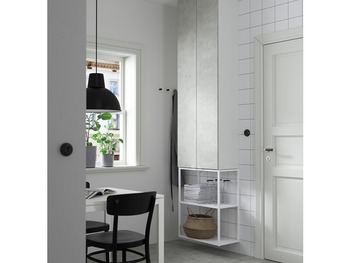 IKEA ENHET Kombinacja przechow ścienna, biały/imitacja betonu, 60x32x255 cm Wiszące Płyta MDF Kategoria Szafki stojące Płyta stolarska Kolor Szary