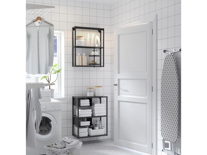 IKEA ENHET Regał, antracyt, 60x30x150 cm Na dekoracje Wisząca Zestaw Głębokość 30 cm Szerokość 60 cm Metal Kolor Czarny