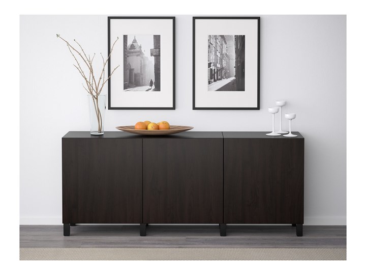 IKEA BESTÅ Kombinacja z drzwiami, Czarnybrąz/Lappviken/Stubbarp czarnybrąz, 180x42x74 cm Płyta MDF Z szafkami Wysokość 42 cm Głębokość 42 cm Szerokość 180 cm Pomieszczenie Garderoba Styl Nowoczesny