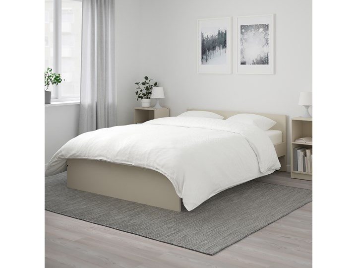 IKEA GURSKEN Rama łóżka, zagłówek, jasnobeżowy/Luröy, 140x200 cm Łóżko drewniane Kategoria Łóżka do sypialni