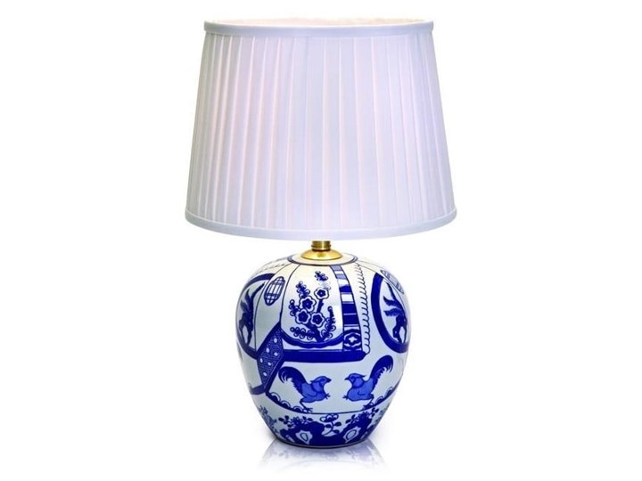 Niebiesko-biała duża lampa stołowa Markslöjd Goteborg, wys. 48 cm Lampa z abażurem Kolor Biały