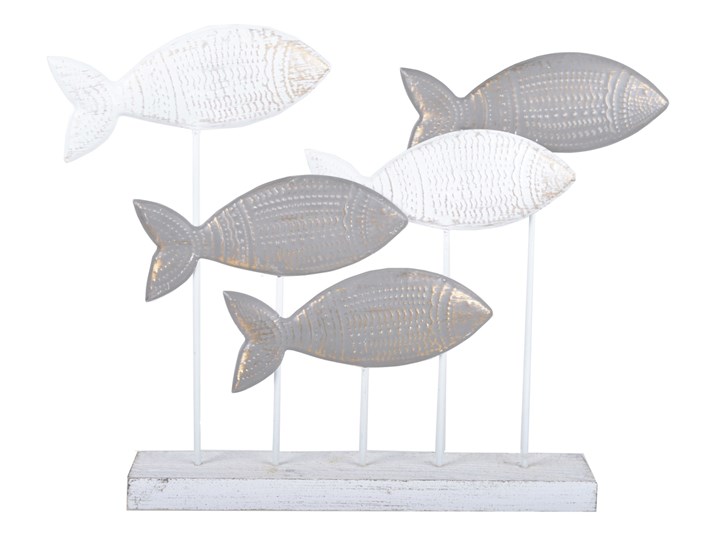 Rzeźba z rybami Rewa 36 cm Metal Ryby Zwierzęta Kolor Szary Kategoria Figury i rzeźby