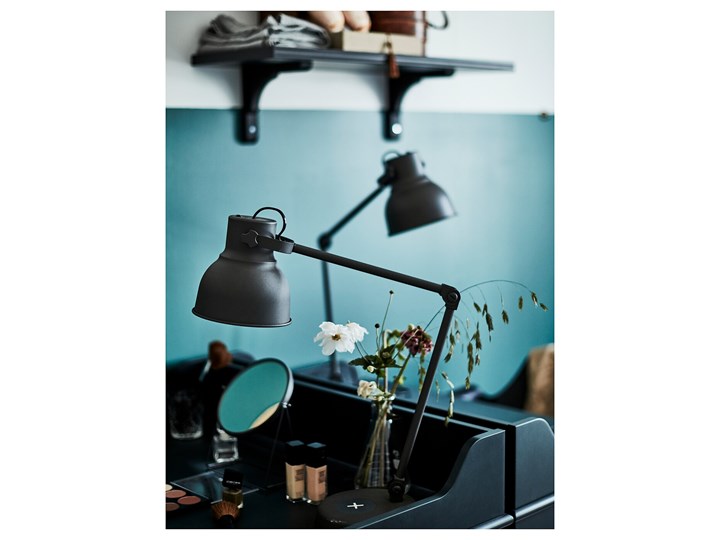 IKEA LOMMARP Biurko, Ciemnoniebieski-zielony, 90x54 cm Sekretarzyk Drewno Sosna Płyta MDF Szerokość 90 cm Pomieszczenie Biuro