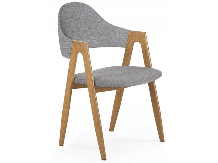 Krzesło K344 Popiel Halmar Tapicerowane Z podłokietnikiem Wysokość 80 cm Głębokość 57 cm Metal Płyta MDF Drewno Stal Styl Klasyczny Szerokość 53 cm Tkanina Szerokość 48 cm Pomieszczenie Salon