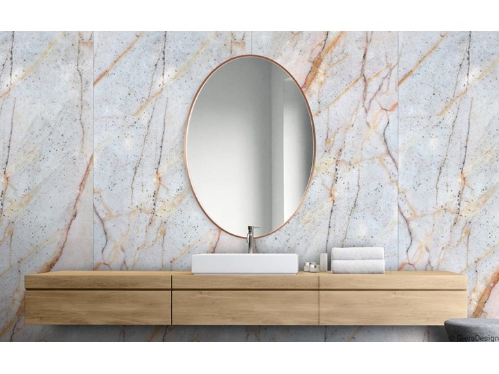 LUSTRO SCANDI SLIM OWALNE MIEDZIANE Lustro z ramą Ścienne Pomieszczenie Salon