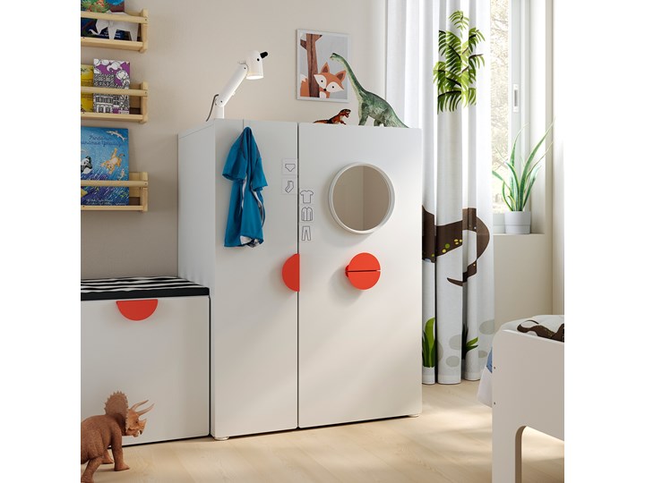 IKEA SMÅSTAD Szafa z elementem wysuwanym, biały, 80x57x108 cm Szerokość 80 cm Głębokość 57 cm Płyta laminowana Ilość drzwi Dwudrzwiowe