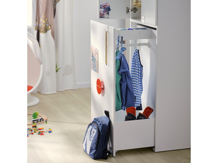 IKEA SMÅSTAD Szafa z elementem wysuwanym, biały, 80x57x108 cm Rodzaj frontów Mat Szerokość 80 cm Płyta laminowana Głębokość 57 cm Rodzaj drzwi Uchylne