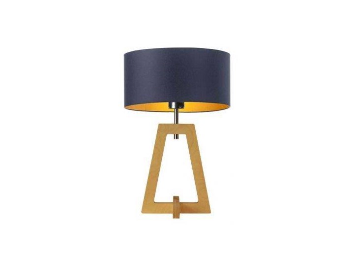 Drewniana lampka CLIO na stolik nocny GOLD Lampa LED Wysokość 47 cm Wysokość 15 cm Kolor Granatowy Lampa z abażurem Kolor Złoty