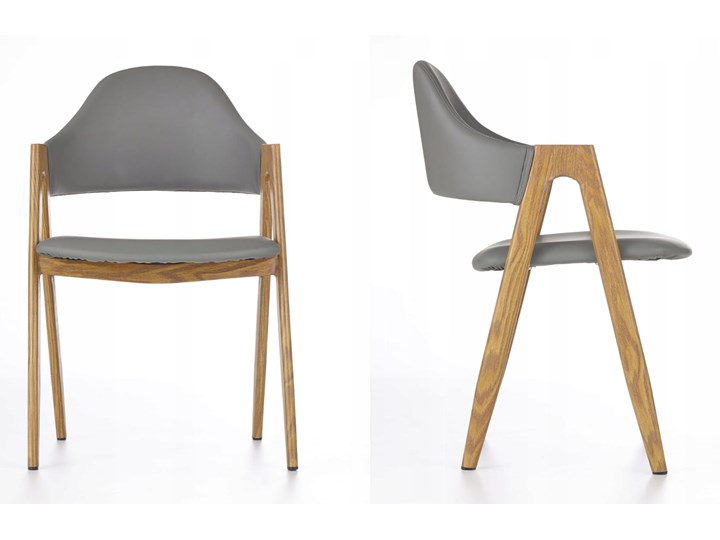 Krzesło K247 Popiel Halmar Skóra ekologiczna Płyta MDF Tkanina Z podłokietnikiem Szerokość 53 cm Pomieszczenie Salon Szerokość 48 cm Głębokość 57 cm Skóra Metal Stal Drewno Wysokość 80 cm Styl Klasyczny