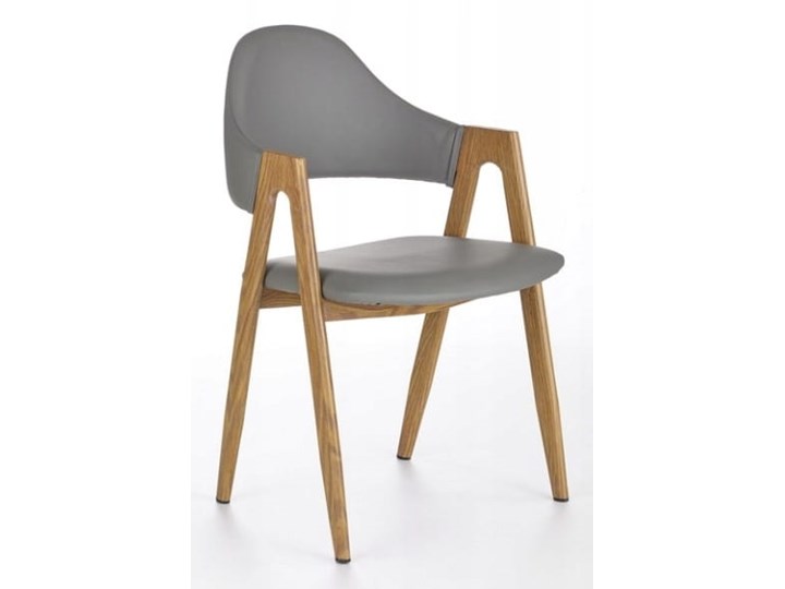 Krzesło K247 Popiel Halmar Płyta MDF Skóra Drewno Szerokość 48 cm Wysokość 80 cm Szerokość 53 cm Tkanina Skóra ekologiczna Metal Stal Głębokość 57 cm Z podłokietnikiem Kategoria Krzesła kuchenne