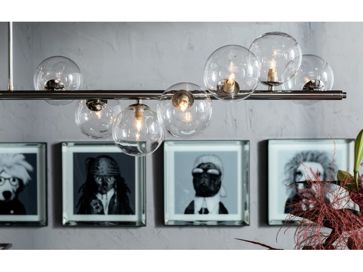 Lampa wisząca Scala Balls 150x140 cm chromowa Szkło Metal Stal Kolor Srebrny Ilość źródeł światła 14 źródeł