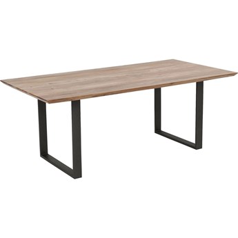 Stół naturalny drewniany blat akacja czarne metalowe nogi 160x80 cm