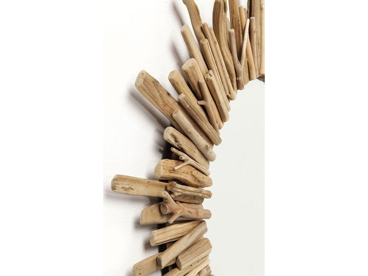 Lustro wiszące Legno ∅82 cm drewniane Lustro z ramą Styl Klasyczny Okrągłe Ścienne Nieregularne Styl Nowoczesny