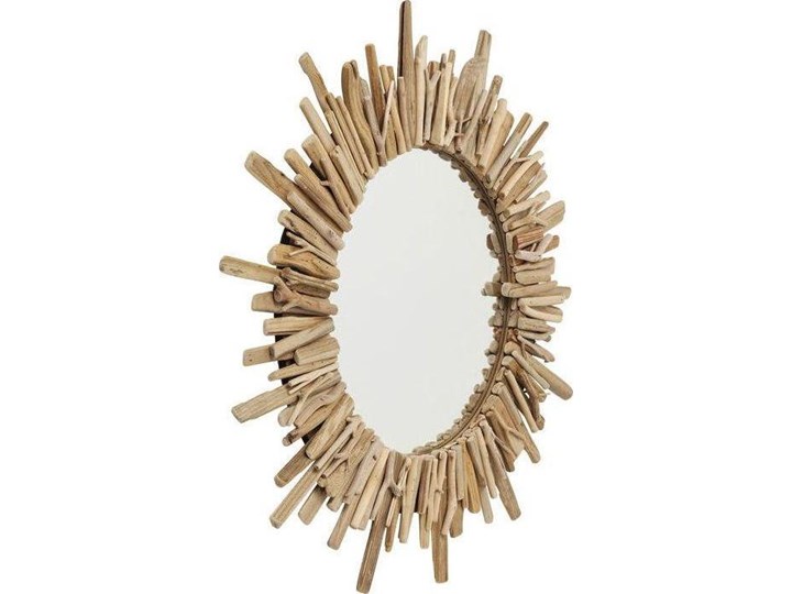 Lustro wiszące Legno ∅82 cm drewniane Pomieszczenie Sypialnia Okrągłe Lustro z ramą Ścienne Nieregularne Kategoria Lustra