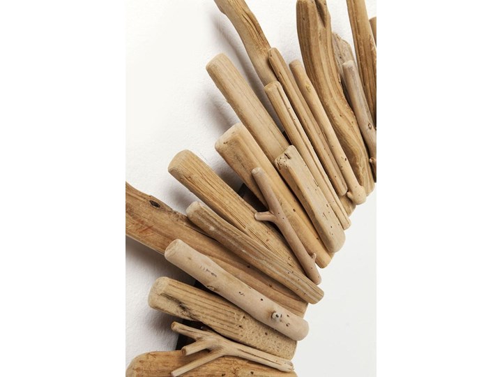 Lustro wiszące Legno ∅82 cm drewniane Okrągłe Lustro z ramą Pomieszczenie Sypialnia Nieregularne Ścienne Styl Nowoczesny