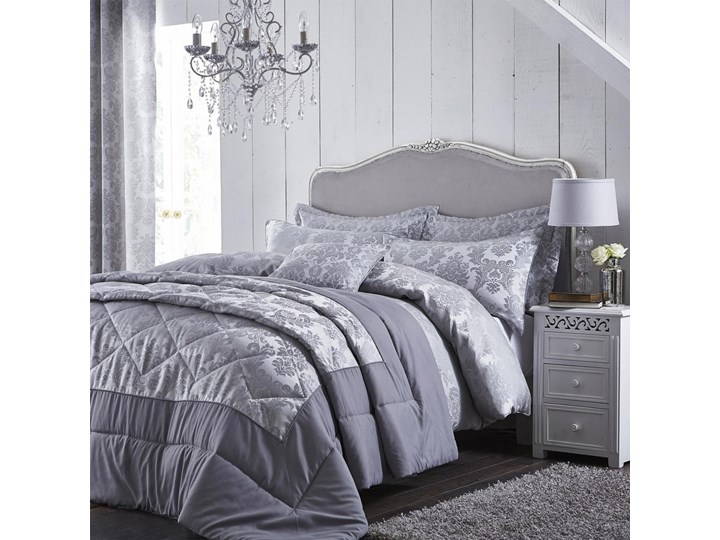 Szara pikowana narzuta na łóżko Catherine Lansfield Jacquard, 240x260 cm Pomieszczenie Sypialnia Wzór Pikowany