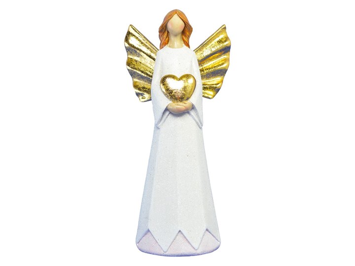 Biała figurka ceramiczny aniołek Foot 18 cm