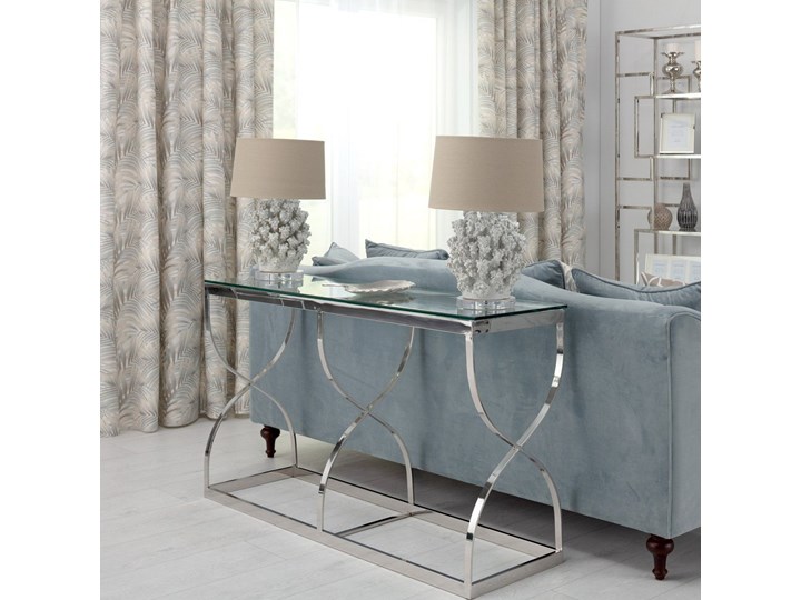 Konsola Dubai silver 140x40x80, 140 × 40 × 80 cm Szkło Stal nierdzewna Metal Z samym blatem Szerokość 140 cm Głębokość 40 cm Styl Nowoczesny Kolor Srebrny
