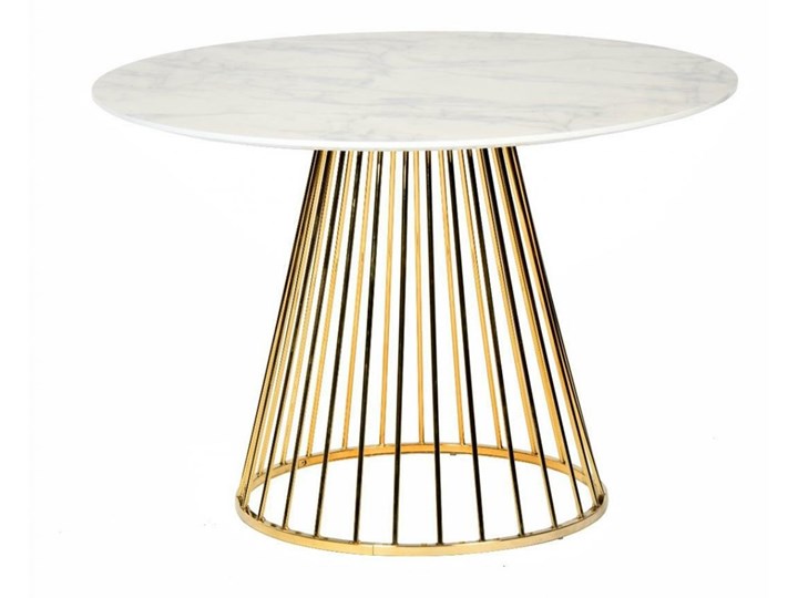 Stół GLAM MARBLE - MDF, złota podstawa Marmur Metal Długość 100 cm Kształt blatu Okrągły Wysokość 75 cm Płyta MDF Pomieszczenie Stoły do jadalni