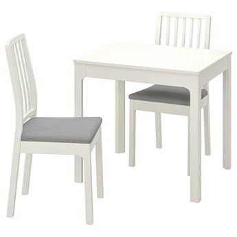 IKEA EKEDALEN / EKEDALEN Stół i 2 krzesła, biały/Orrsta jasnoszary, 80/120 cm