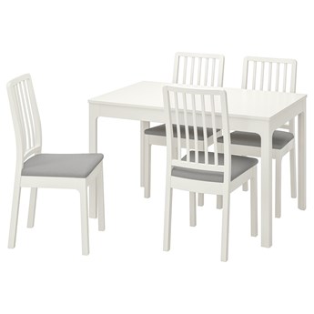 IKEA EKEDALEN / EKEDALEN Stół i 4 krzesła, biały/Orrsta jasnoszary, 120/180 cm