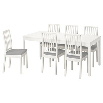 IKEA EKEDALEN / EKEDALEN Stół i 6 krzeseł, biały/Orrsta jasnoszary, 180/240 cm