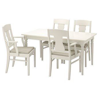 IKEA INGATORP / INGATORP Stół i 4 krzesła, biały, 155/215 cm