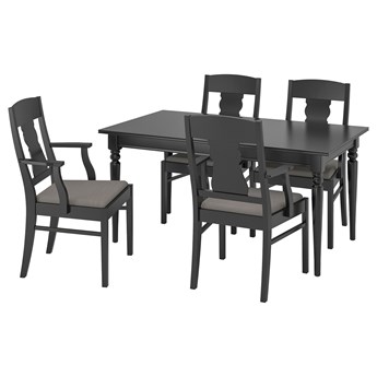 IKEA INGATORP / INGATORP Stół i 4 krzesła, czarny, 155/215 cm