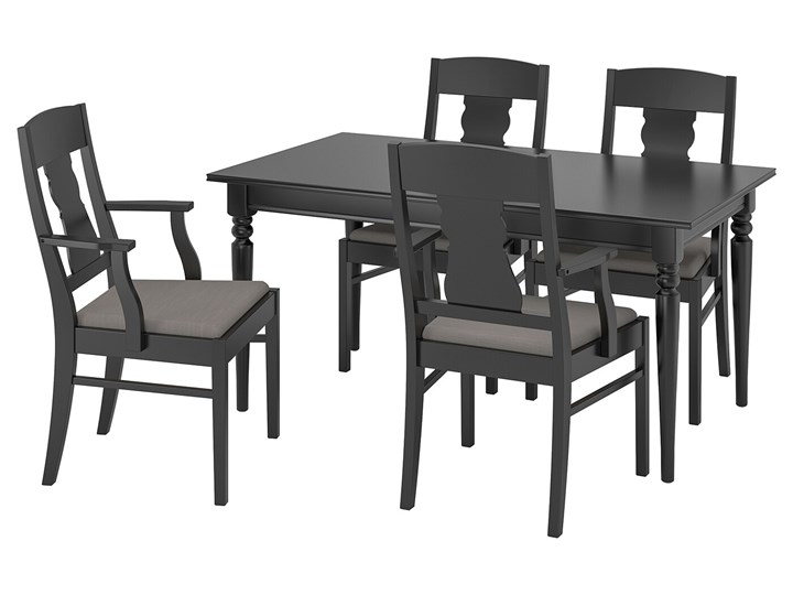 IKEA INGATORP / INGATORP Stół i 4 krzesła, czarny, 155/215 cm