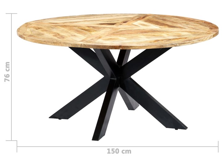 Okrągły stół z drewna mango – Gebel 3X Drewno Wysokość 76 cm Styl Industrialny Stal Pomieszczenie Stoły do salonu