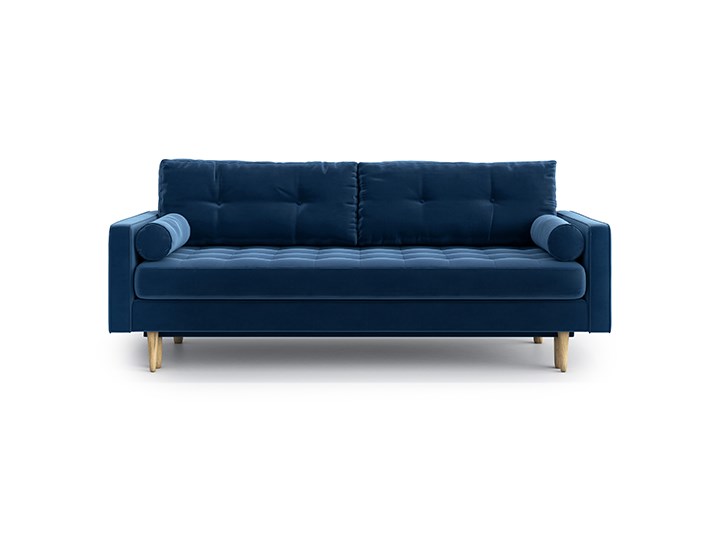 Sofa Esme II pikowana z funkcją spania, Navy Blue Stała konstrukcja Rozkładanie Rozkładana Kolor Granatowy