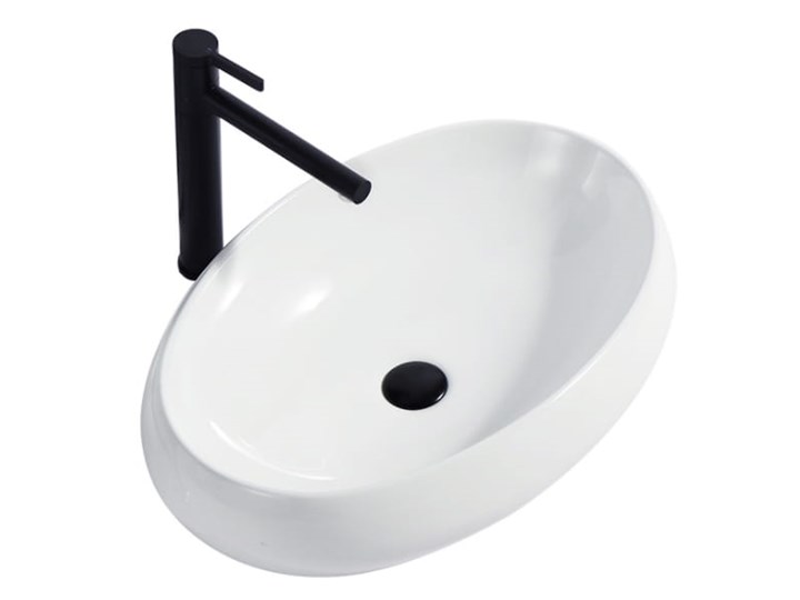 VELDMAN UMYWALKA CERAMICZNA ALANIA 60x40 48x34 Nablatowe Szerokość 60 cm Ceramika Kategoria Umywalki Meblowe Owalne Szerokość 48 cm Kolor Biały