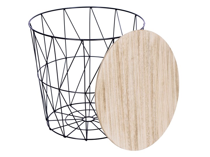 Zestaw trzech stolików drucianych APRIL czarny Płyta MDF Zestaw stolików Wysokość 35 cm Drewno Wysokość 39 cm Metal Wysokość 30 cm Stal Styl Industrialny