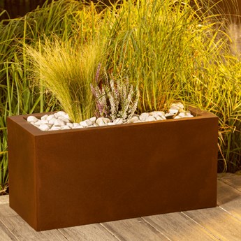 Donica prostokątna Lungo 38 cm z odprowadzaniem wody, corten