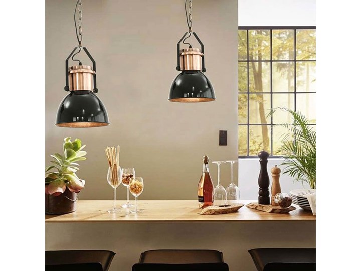Czarna lampa wisząca w stylu loftowym 2 sztuki - EX156-Nilos Lampa z kloszem Metal Kategoria Lampy wiszące Kolor Czarny