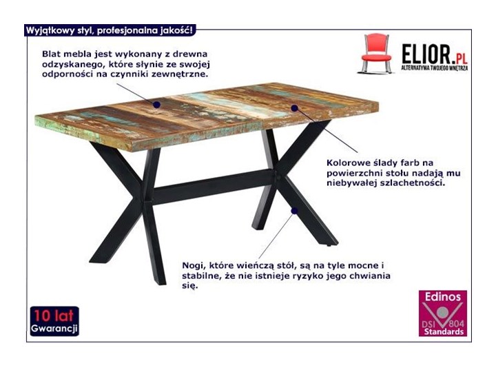 Industrialny stół z drewna odzyskanego – Kalis 4X Drewno Długość 80 cm Szerokość 80 cm Wysokość 75 cm Kategoria Stoły kuchenne