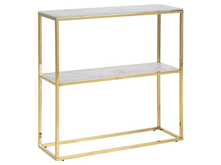 Konsola z półką w stylu glamour Alisma marmur/złoty Styl Tradycyjny Szkło Metal Z szufladą Głębokość 26 cm Wysokość 81 cm Styl Nowoczesny