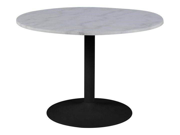 Okrągły stół na czarnej nodze z marmurowym blatem Tarifa Metal Wysokość 75 cm Wysokość 110 cm Kolor Szary