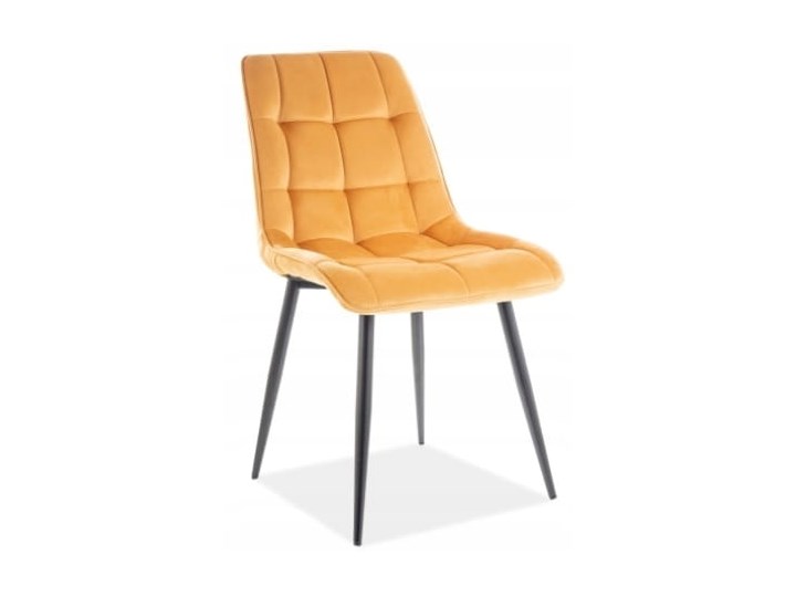 Krzesło CHIC VELVET Curry Signal Pikowane Wysokość 88 cm Szerokość 50 cm Tkanina Welur Metal Tapicerowane Z podłokietnikiem Głębokość 58 cm Stal Styl Nowoczesny