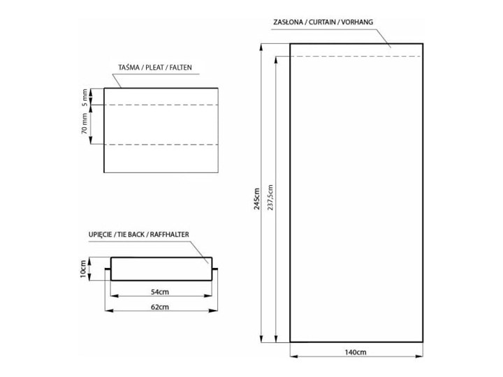 Zielona zasłona AmeliaHome Mint, 140x245 cm Poliester Mocowanie