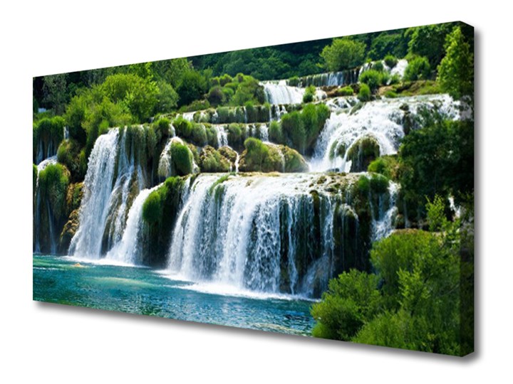 Obraz na Płótnie Wodospad Natura Wymiary 50x125 cm Kolor Zielony