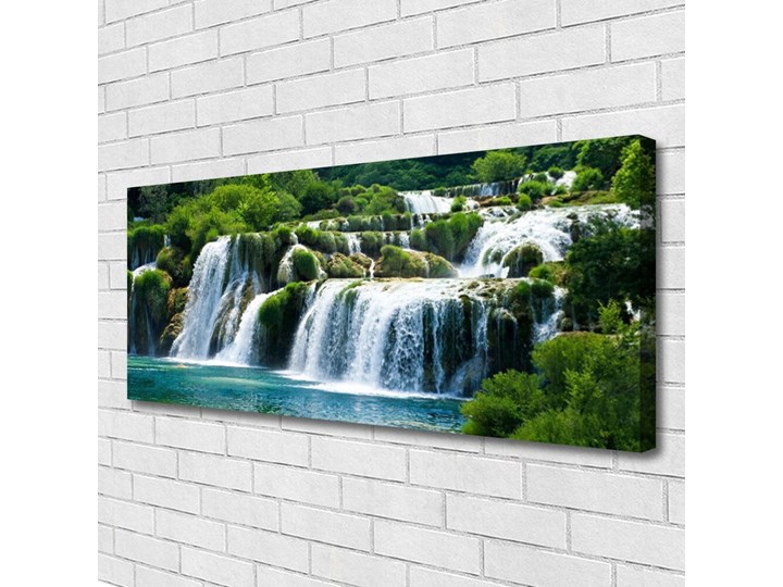 Obraz na Płótnie Wodospad Natura Kolor Zielony Wymiary 50x100 cm