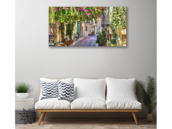 Obraz Canvas Alejka Kwiaty Domy Roślina Kolor Złoty