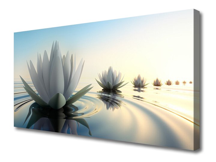 Obraz Canvas Lilie Wodne Kwiaty Staw Pomieszczenie Sypialnia Wymiary 50x125 cm