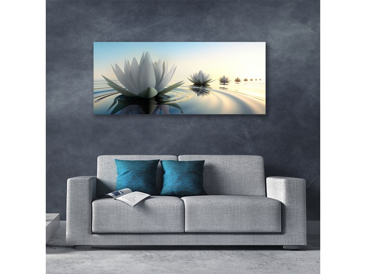 Obraz Canvas Lilie Wodne Kwiaty Staw Pomieszczenie Sypialnia Wymiary 50x100 cm