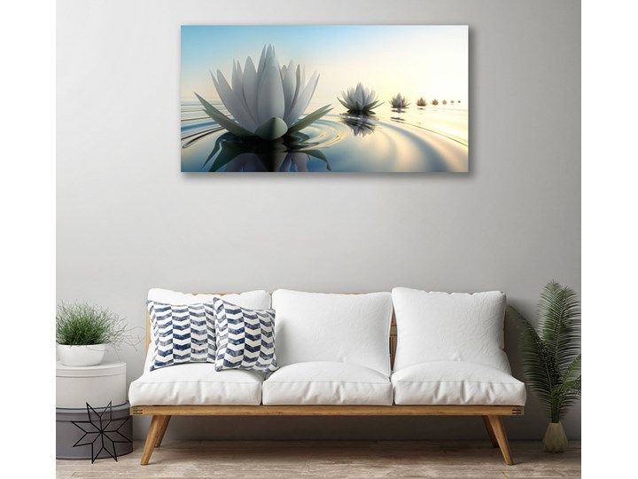 Obraz Canvas Lilie Wodne Kwiaty Staw Wymiary 50x125 cm Wymiary 70x140 cm